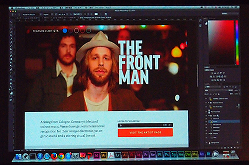 Photoshop CCのデモで使われたサンプル。「THE FRONT MAN」の文字を使ったデモ。この文字の・・